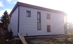 Монтаж керамогранита выполнен на скрытые кляммера 20 Монтаж керамогранита на скрытые кляммера 20
